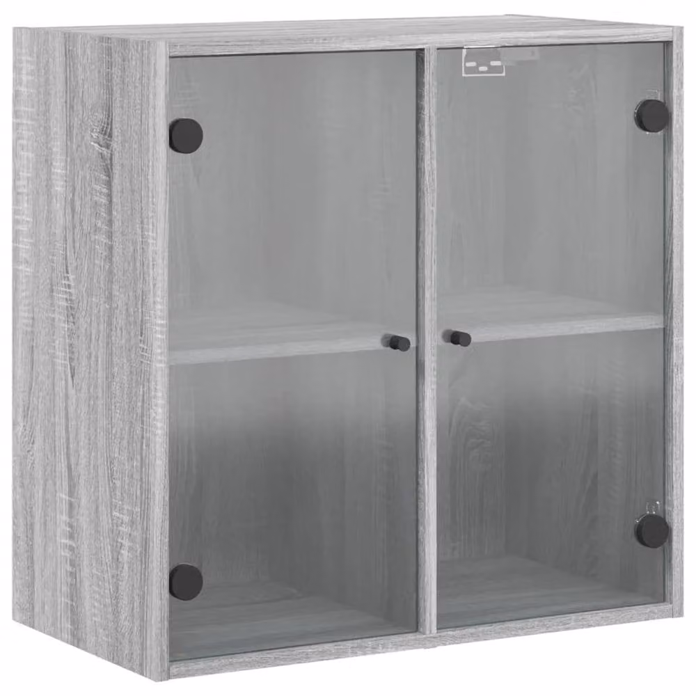 Berkfield Home Wall Cabinet with Glass Doors in Grey Sonoma, W/D/H: 68 x 37 x 68.5 cm – 2