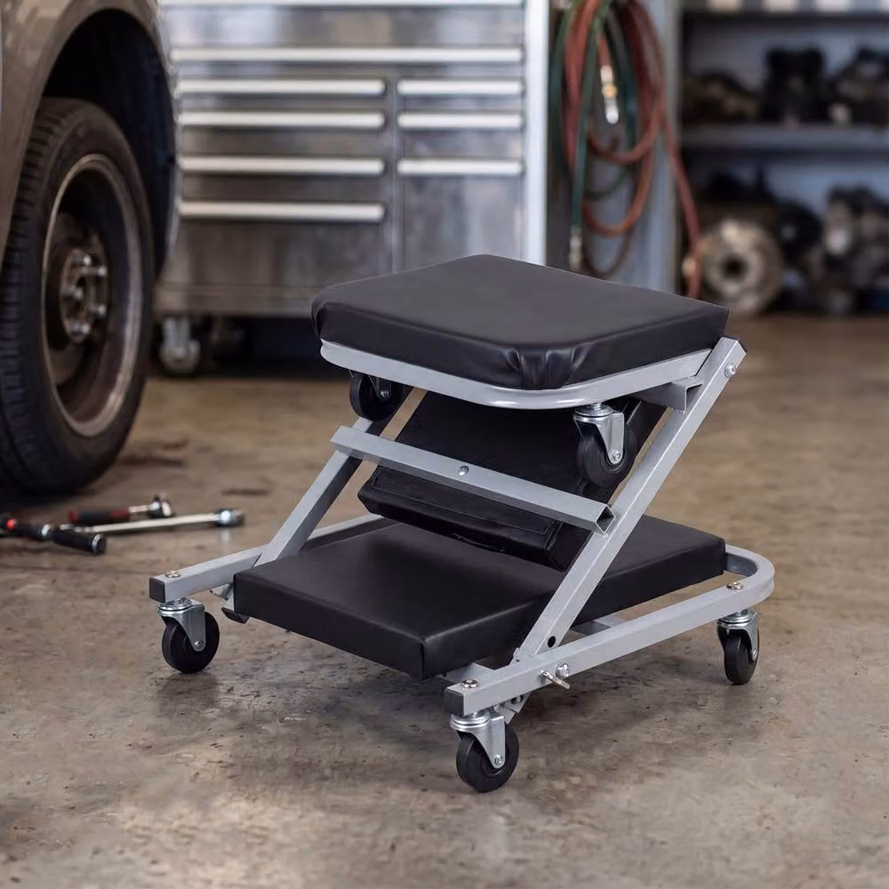 Costway 2-in-1 Mechanic Creeper and Z-Seat with 6 Swivel Casters in Black – 3