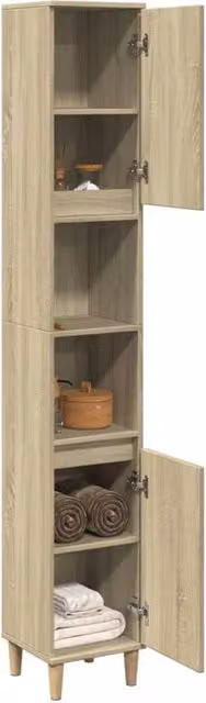 Berkfield Home Sonoma Oak Bathroom Cabinet in Light Brown, W/D/H: 30 x 30 x 190 cm – 1