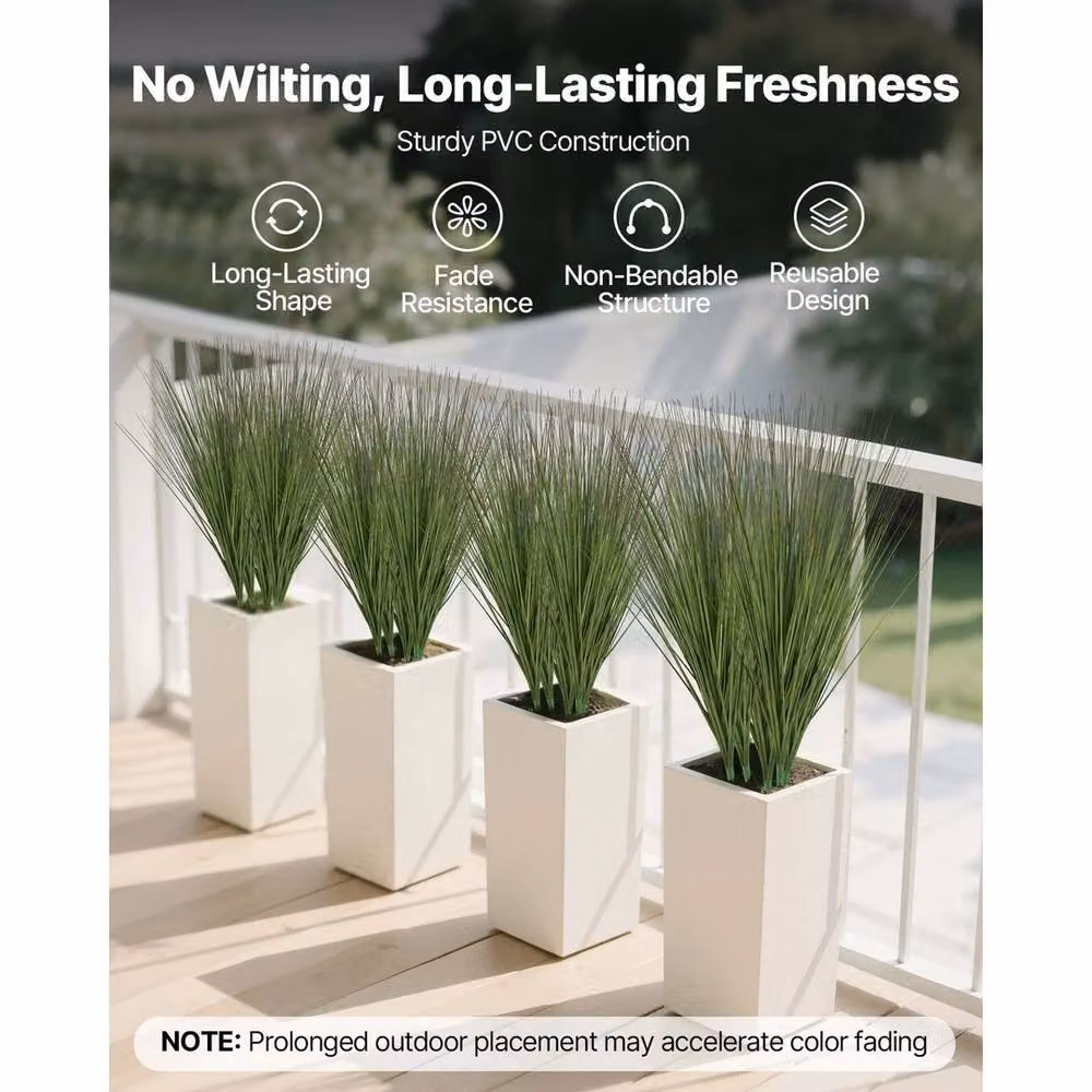 FLAVORA 8 Pack Green Artificial Onion Grass Plastic Shrubs W/D/H: 100 x 100 x 100 cm – 3