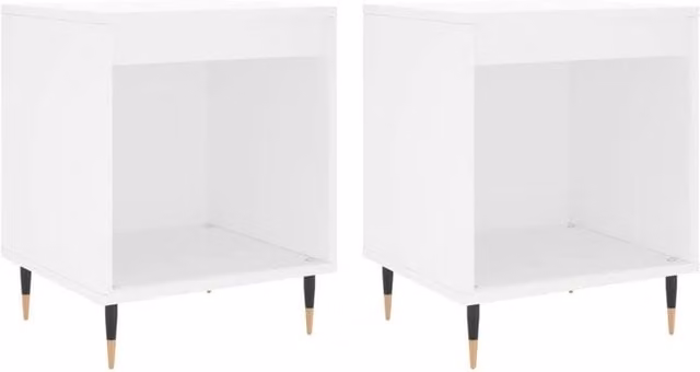 Berkfield Home Set of 2 White Modern Bedside Cabinets, W/D/H: 40 x 35 x 50 cm