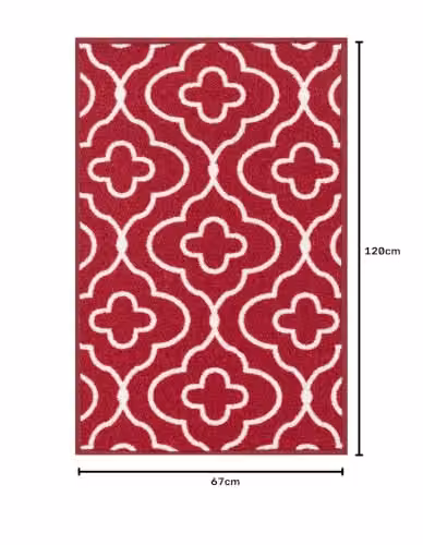 Desire Rugs Red Quatrefoil Non-Slip Machine Washable Doormat, W: 67 cm, D: 120 cm – 5