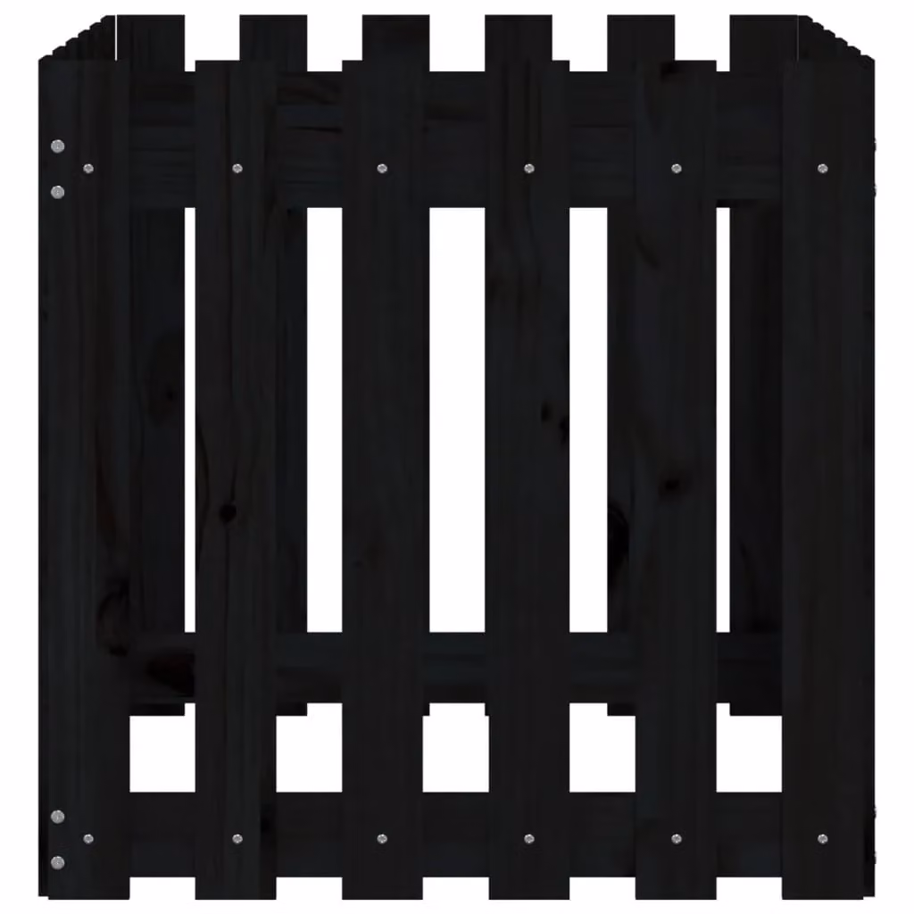 Berkfield Home Garden Planter with Fence Design in Black, Solid Wood and Plastic, W/D/H: 60 x 60 x 60 cm – 4