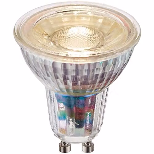 Loops 6W GU10 Dimmable LED Light Bulb, Warm White, 470 Lumens, Transparent Glass