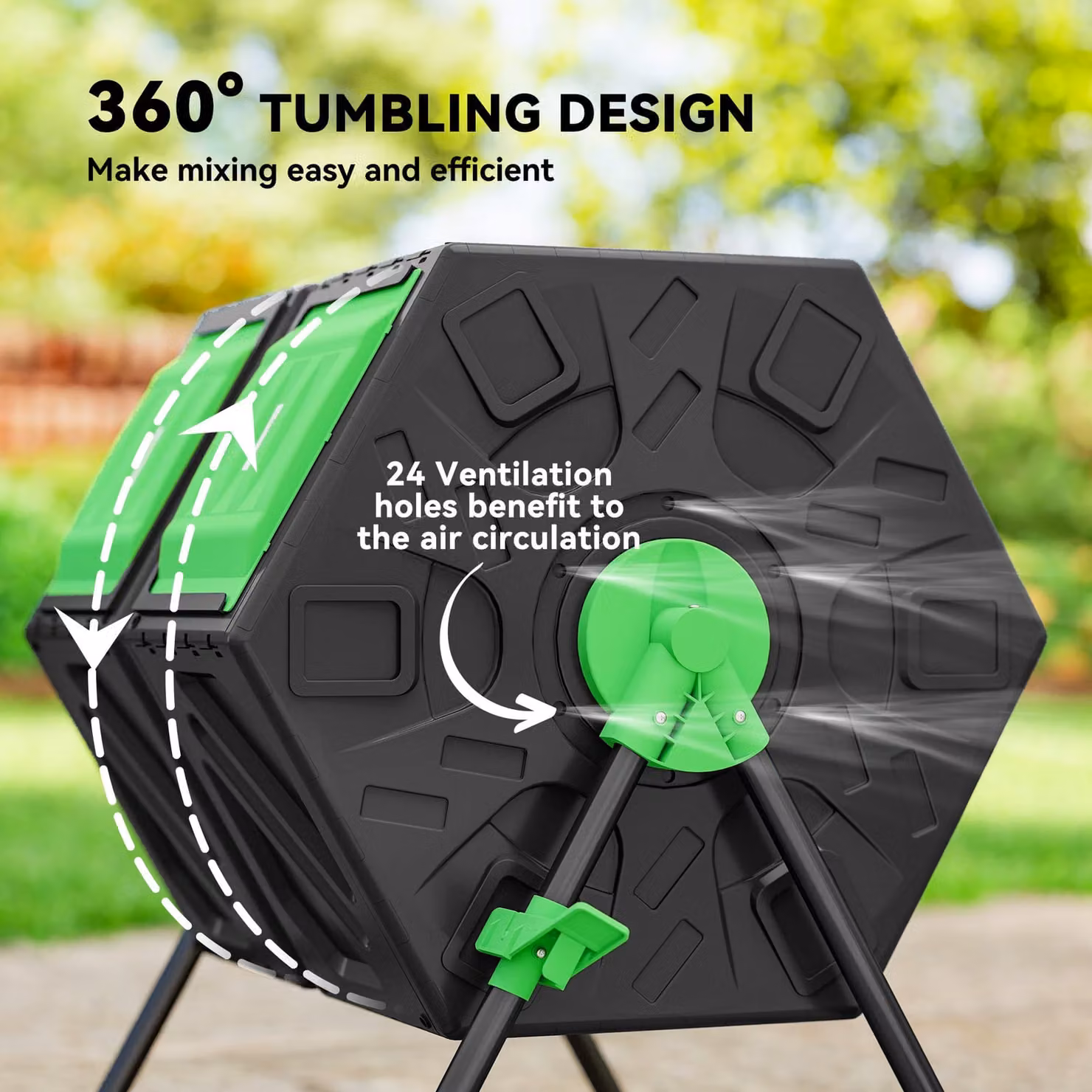 Outsunny Dual Chamber Rotating Garden Compost Bin, 130L, Green – 5