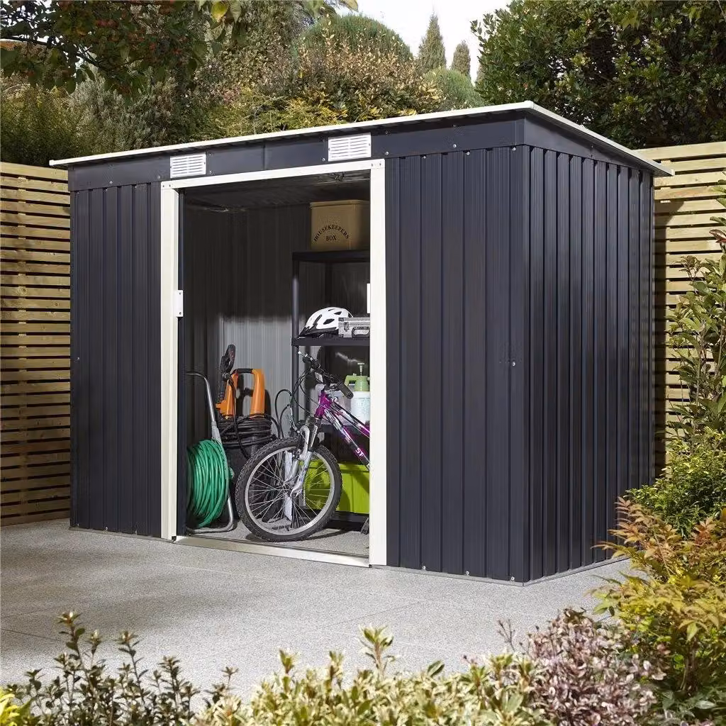 Cheshire Metal Pent Shed with Double Doors in Dark Grey – 3