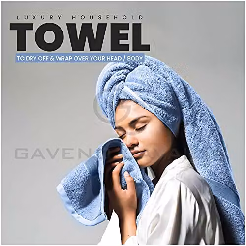 Gaveno Cavailia 10 Piece Egyptian Cotton Towel Set in Blue – 7