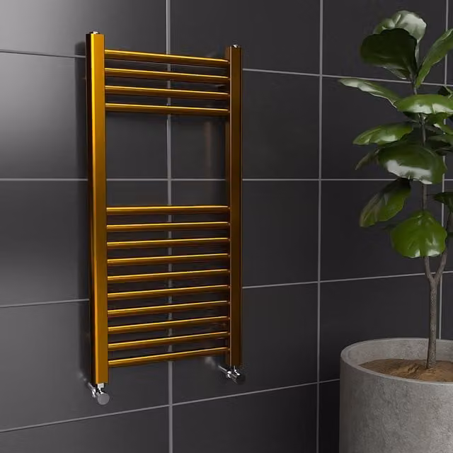 Lux Heat Coloured Towel Radiator in Polished Brass, W: 40 cm, H: 80 cm