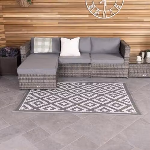 Charles Bentley Diamond Grey Flatweave Outdoor Rug, W/D: 120 x 170 cm