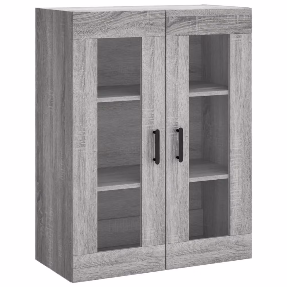Berkfield Home Set of 2 Wall Mounted Modern Cabinets in Grey Sonoma with Glass Doors – 2