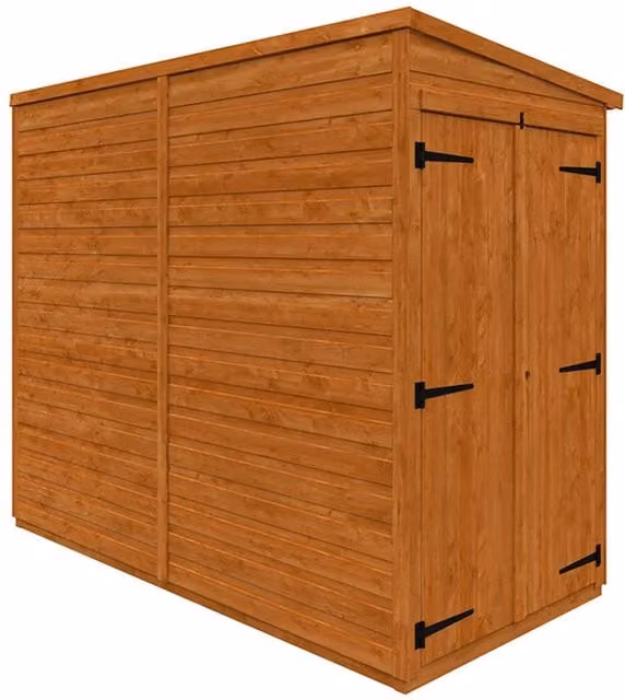 Buttercup Farm 8x4 Flex Pent Double Door Windowless 12mm Wood Garden Shed in Burnt Orange, W: 115 cm, D: 238.8 cm, H: 203 cm – 1