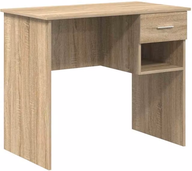 Berkfield Home Writing Desk with Storage in Sonoma Oak, W/D/H: 90 x 49.5 x 75 cm