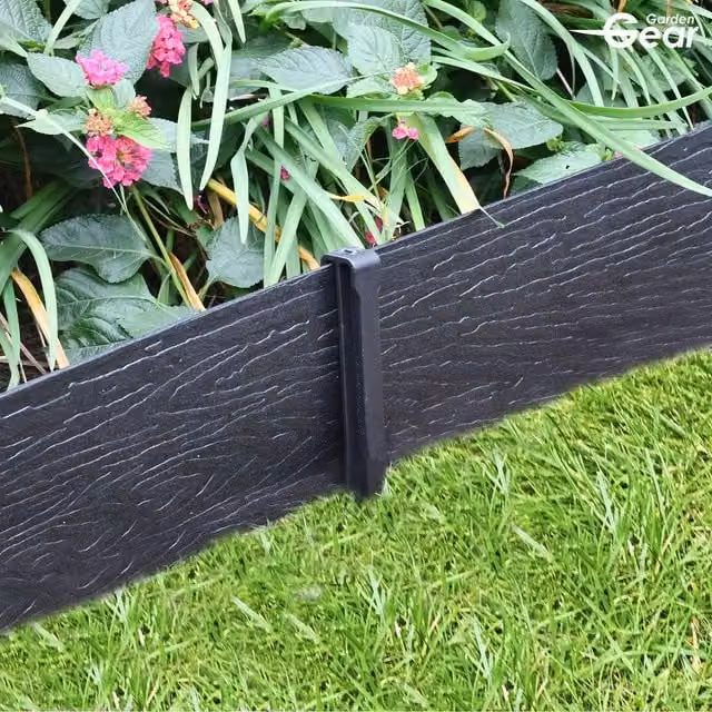 Garden Gear Black Woodgrain Effect Plastic Garden Border Edging