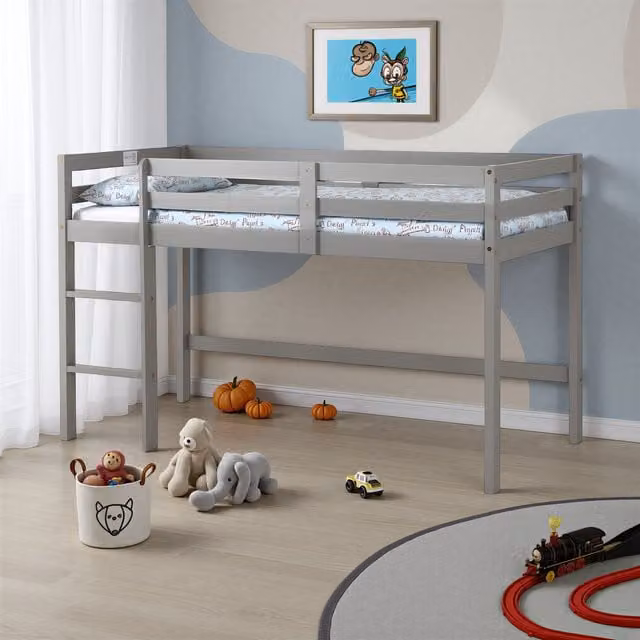 Seconique Panama Mid Height Cabin Bed Frame in Grey and White with Drawers, W/D/H: 90 x 190 x 85 cm