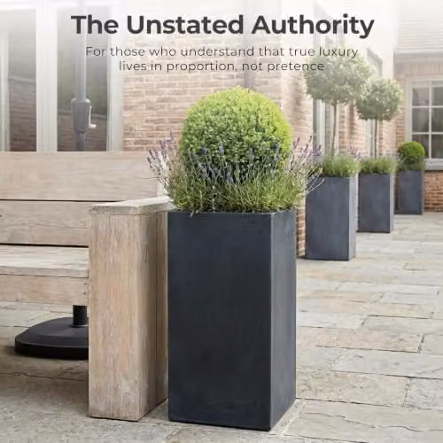 IDEALIST Small Slate Reinforced Stone Plant Pot, Grey, Height: 50.5 cm, 22L – 3