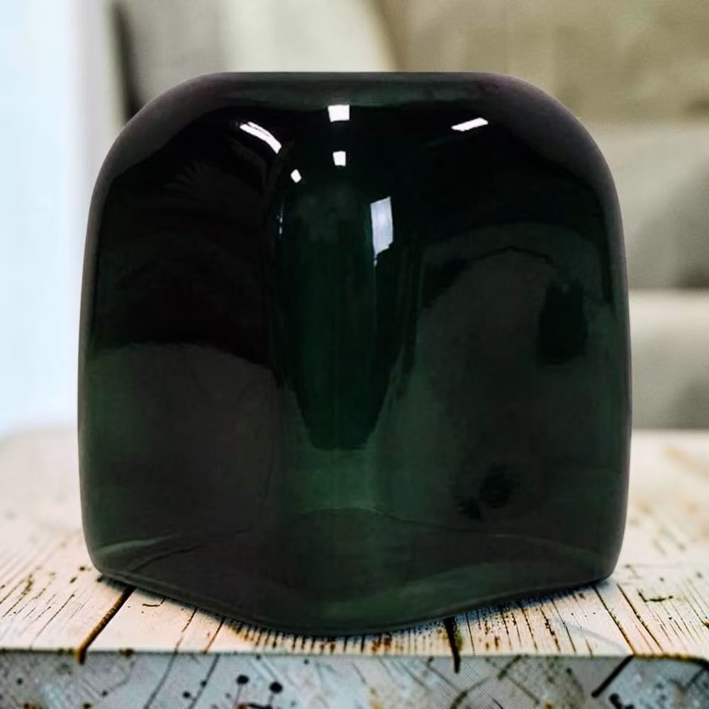 Four Candle Green Square Bubble Glass Tabletop Vase W/D/H: 16.0 x 18.0 x 1.0 cm – 2