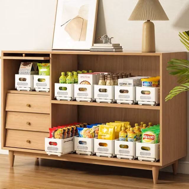 Livingandhome Foldable and Expandable Plastic Storage Bin Box in White
