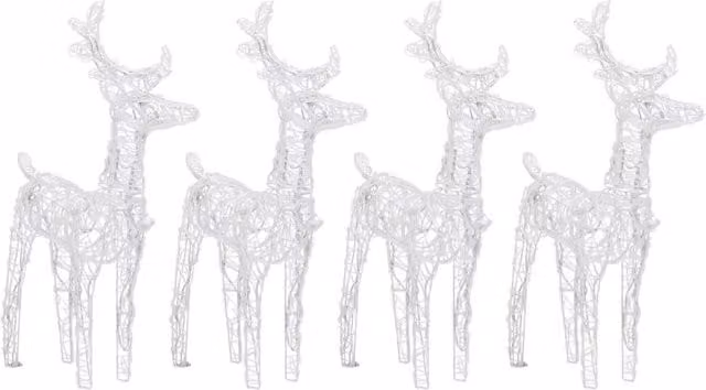Berkfield Home Beautiful Christmas Reindeer LED Light Set, 4 Pieces, Cool White, 160 LEDs