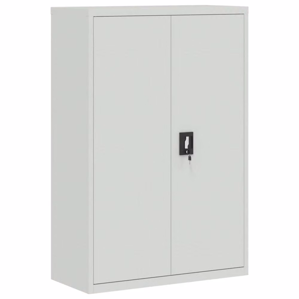 Berkfield Home Freestanding Metal File Cabinet in Matt Grey with Lock and Adjustable Shelves, W/D/H: 90 x 40 x 180 cm