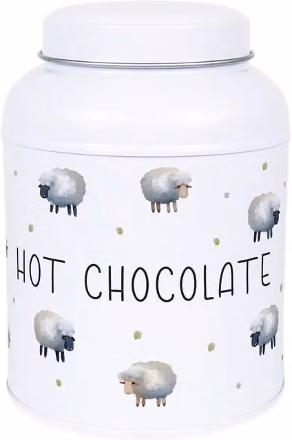 Purely Home Spring Sheep Hot Chocolate Storage Canister with Domed Lid, White Metal