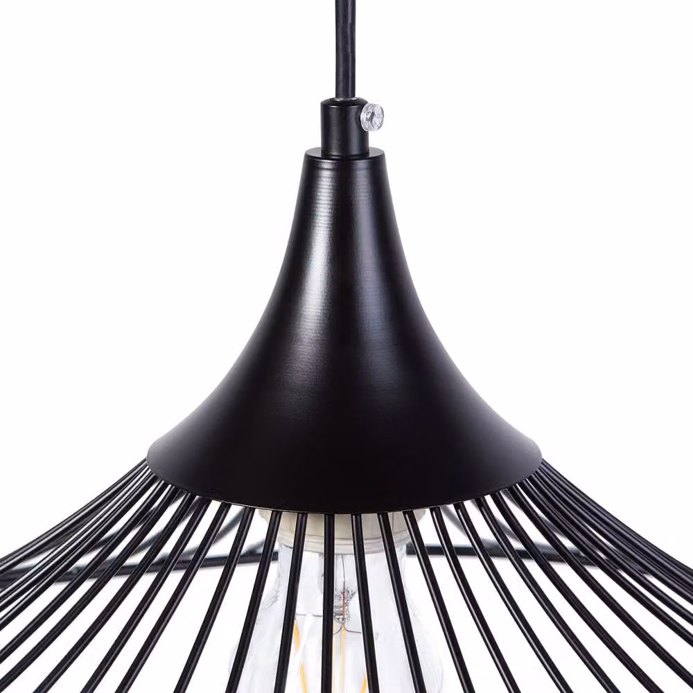 Wyld and Coco Industrial Black Metal Suspended Pendant Light – 3