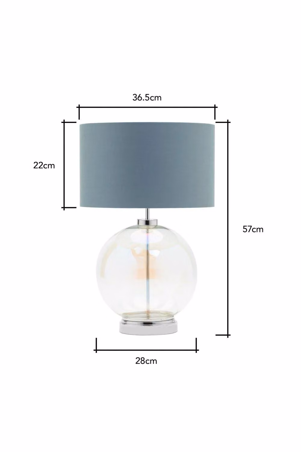 BHS Lighting Metro Modern Table Lamp in Silver and Grey with Glass Sphere – 3