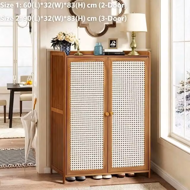 SPETLEK 6-Tier Brown Dustproof Shoe Storage Cabinet with 2 Hinged Doors – 1