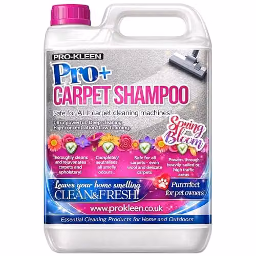 Pro-Kleen Pro+ Carpet Shampoo and Upholstery Cleaning Solution, 4 in 1 Concentrate with Odour Removal, Pink, 5 l
