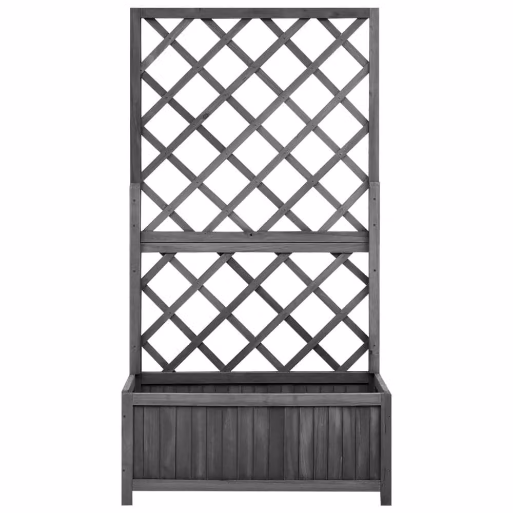 Berkfield Home Garden Trellis Planter in Black Solid Firwood, W/D/H: 70 x 30 x 135 cm – 2
