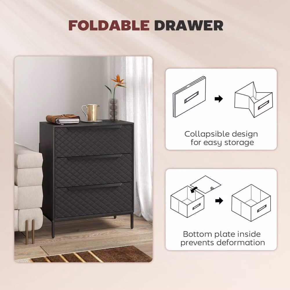 Wyld Haus Salimo 3 Drawer Fabric Dresser in Black – 6