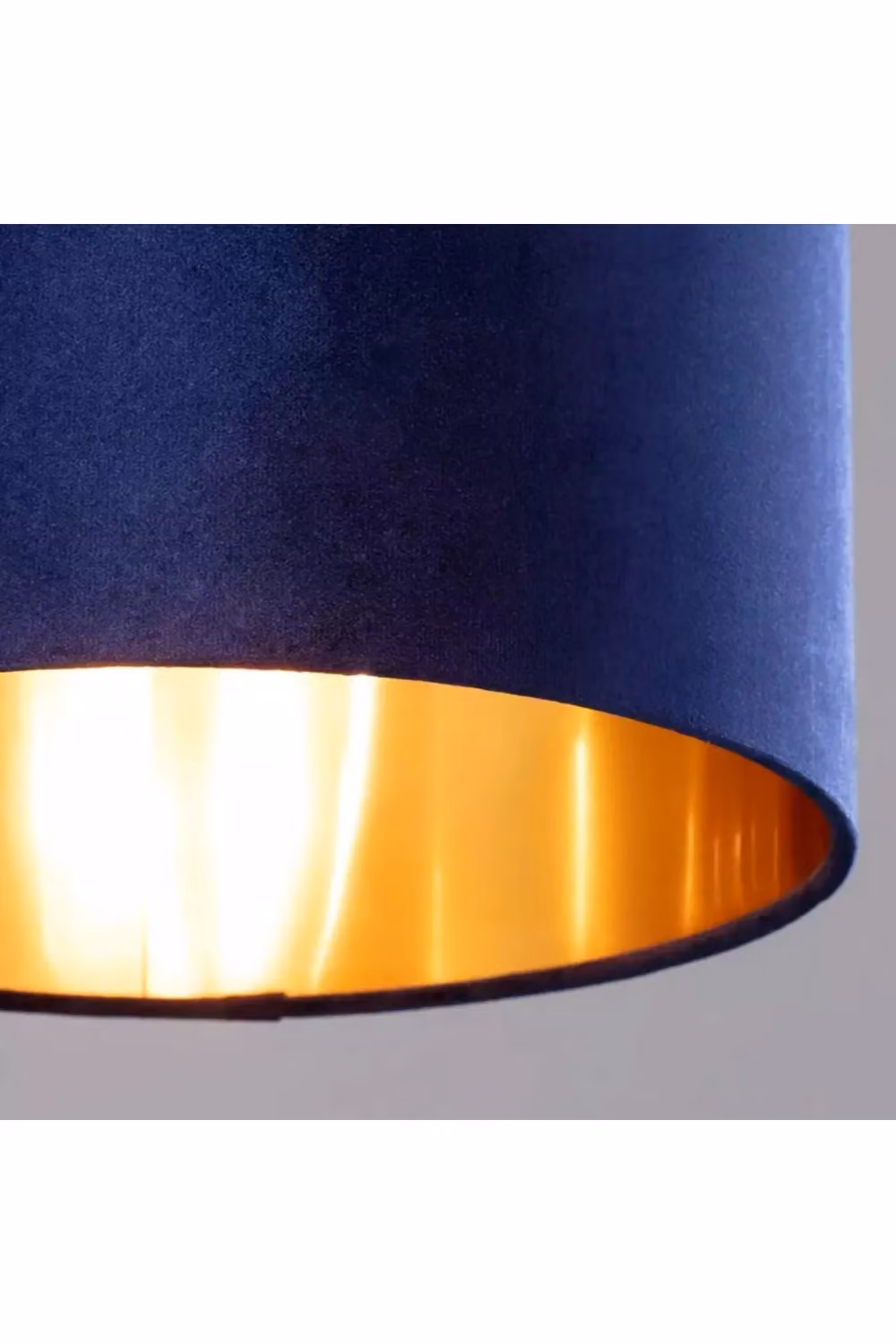 CGC Lighting Nila Luxury Navy Blue Velvet and Gold Inner Round Drum Pendant Ceiling Lampshade, Diameter: 30 cm – 6