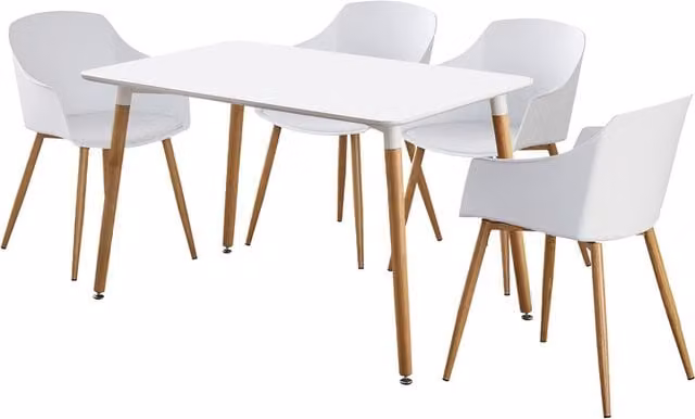 Life Interiors Eden Halo White Rectangular Dining Set with 4 Chairs