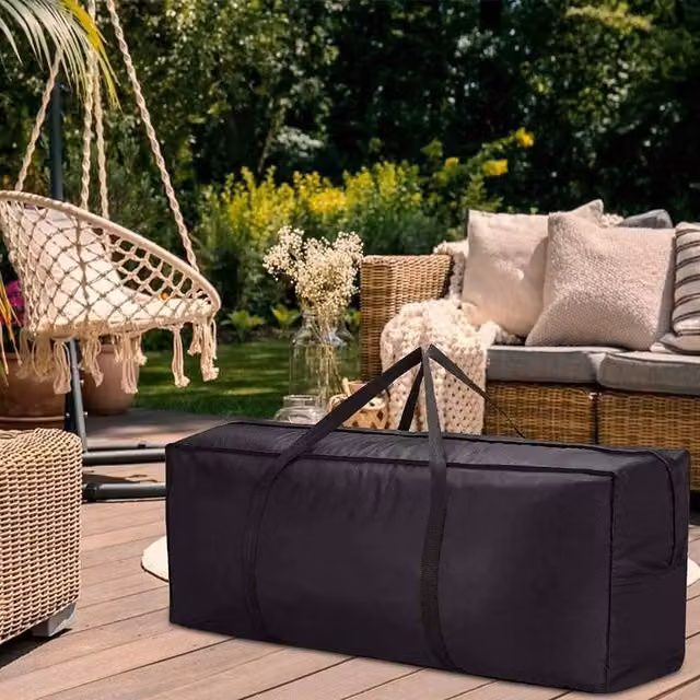 KORVIXA Black Outdoor Garden Furniture Cushion Storage Bag, 100 cm – 1