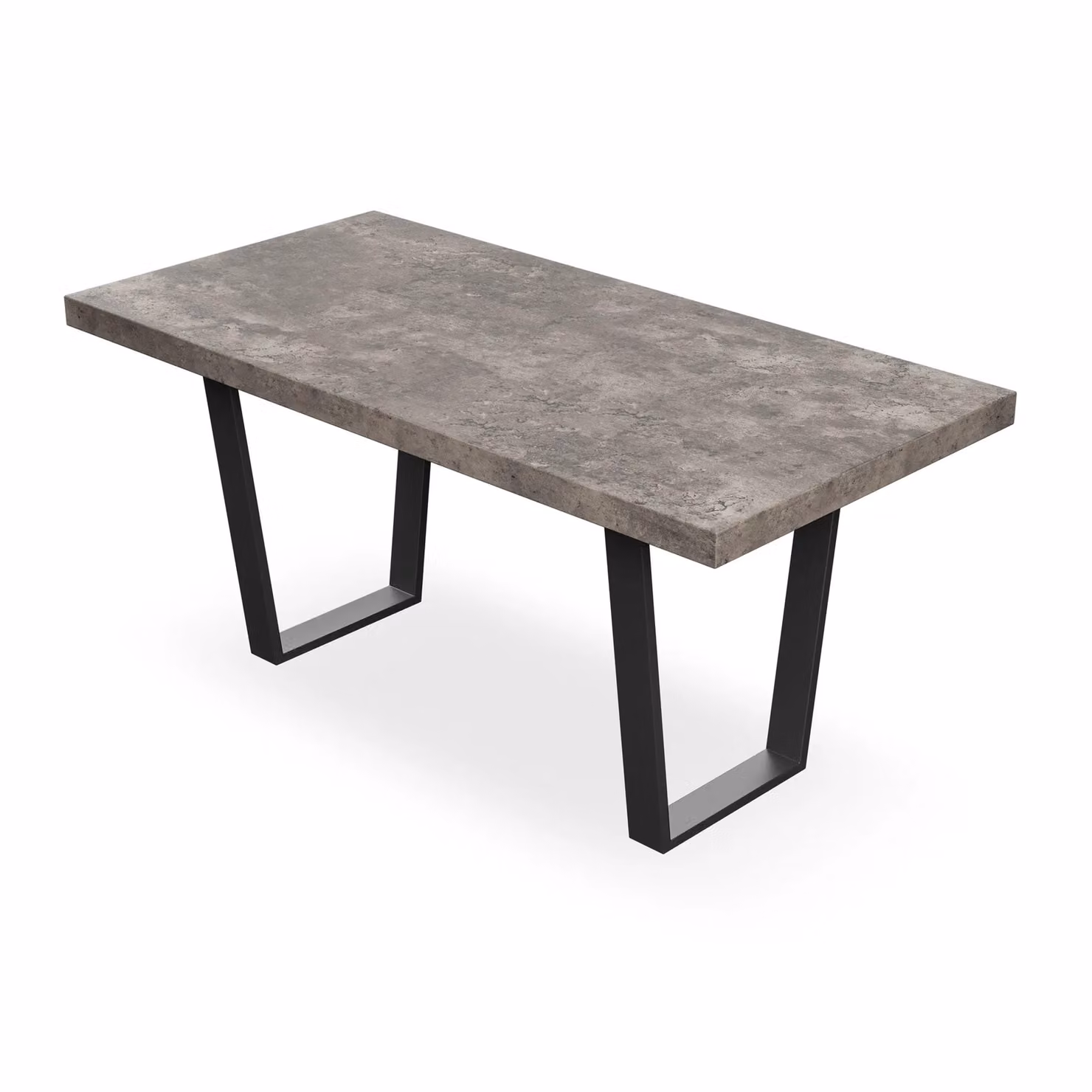 More4Homes Aria Dining Table and 6 Nova Faux Leather Chairs Set, Concrete Effect Table Top with Black Legs and Grey Chairs – 2
