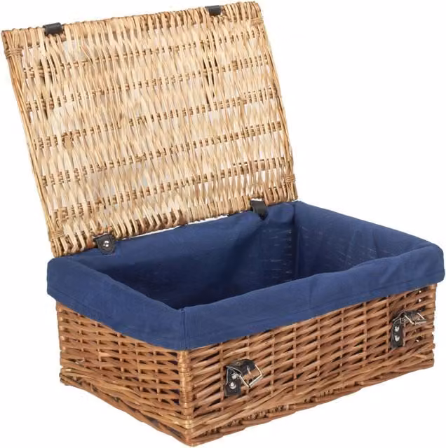 Red Hamper Large Wicker Hamper with Cotton Lining and Handles, W/D/H: 46.0 x 30.0 x 19.0 cm