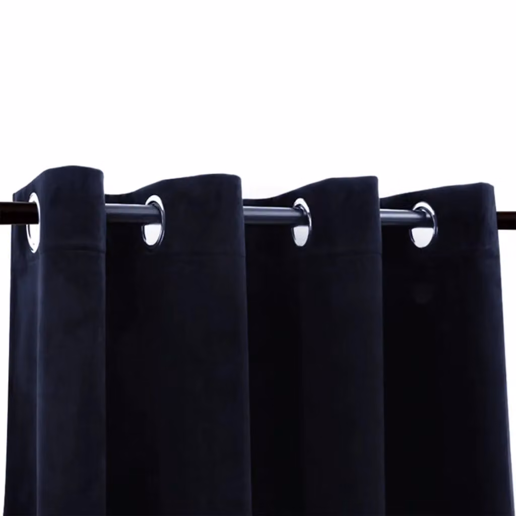 Berkfield Home Blackout Velvet Curtain with Eyelets, Black, W: 290 cm, H: 245 cm – 4