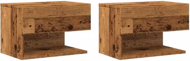 Berkfield Home Set of 2 Wall-mounted Bedside Cabinets in Brown Old Wood