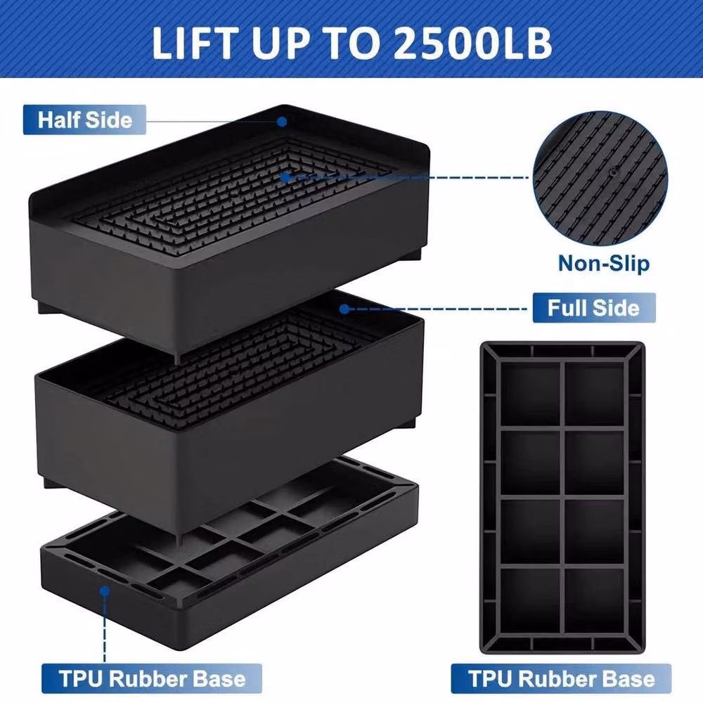 SPETLEK Heavy Duty 3 Inch Black Chair and Bed Risers, Pack of 4 – 3