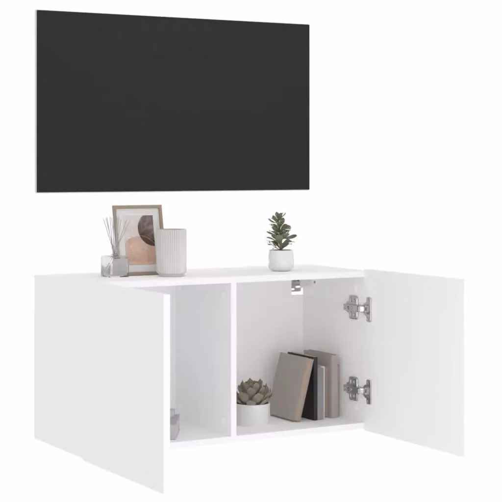 Berkfield Home Wall-mounted TV Cabinet in White, W/D/H: 80 x 30 x 41 cm – 4