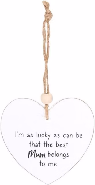 Kingsbury Gifts Small White Hanging Heart Wood Wall Plaque for Mothers Day