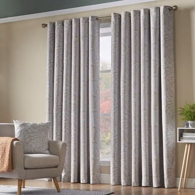 Alan Symonds Ferndown Cream Blackout and Thermal Insulating Eyelet Curtains W: 111 cm, H: 183 cm – 1