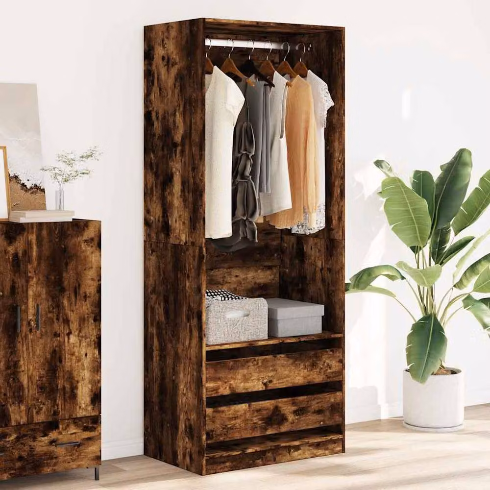 Berkfield Home Smoked Oak Wardrobe in Brown, W/D/H: 80 x 50 x 200 cm – 3