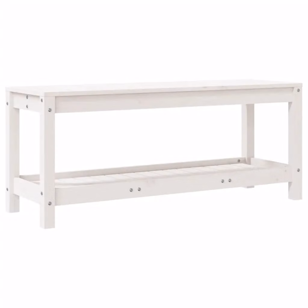 Berkfield Home Rustic White Solid Pine Garden Bench W/D/H: 108 x 35 x 45 cm – 2