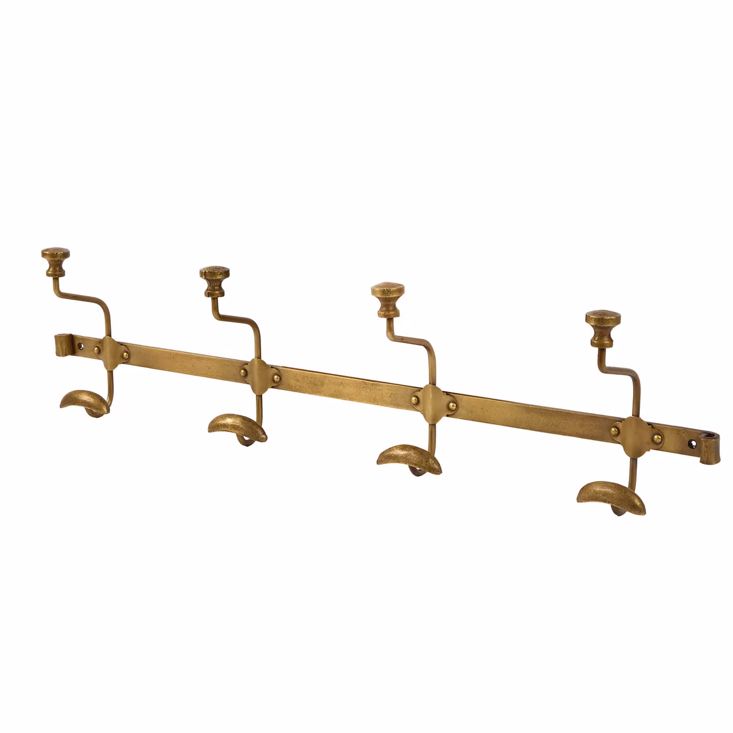 Dibor Duke Vintage Style Metal Coat Holder Wall Hooks in Gold, W: 80 cm – 2