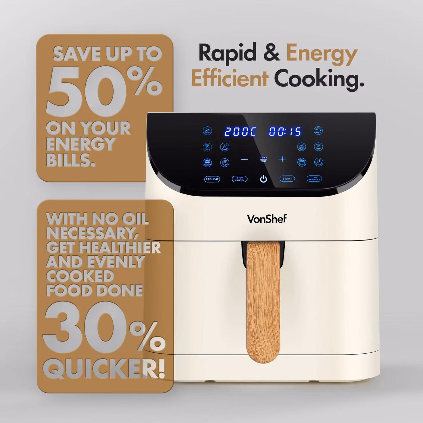 VonShef Fika 6L Digital Air Fryer in Beige – 5