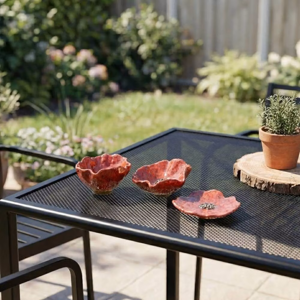 Garden Greatness Trio Glazed Poppy Ceramic Tabletop Decoration in Red and Multicolour – 2