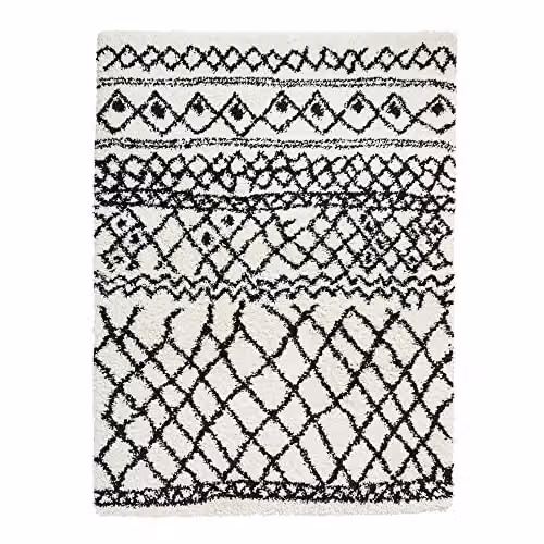 Think Rugs Scandi Berber G274 High Density Pile Shaggy Rug in White/Black, W: 160 cm, L: 220 cm – 2