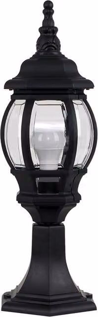 ValueLights Modern Black IP44 Rated Outdoor Garden Lantern Style Pillar Post Light
