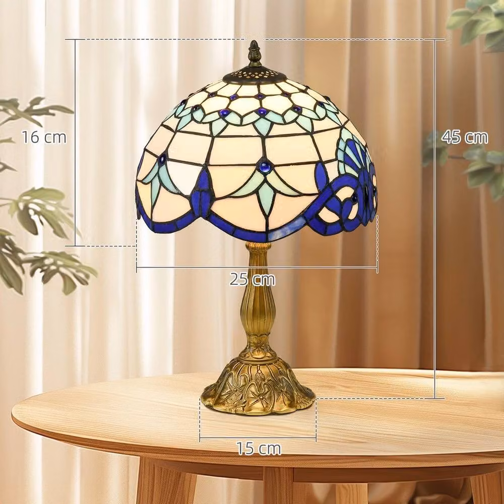 Kelvenix Handmade Stained Glass Table Lamp in Multicolour, Antique Dimmable Bedside Lamp for Bedroom or Living Room – 2