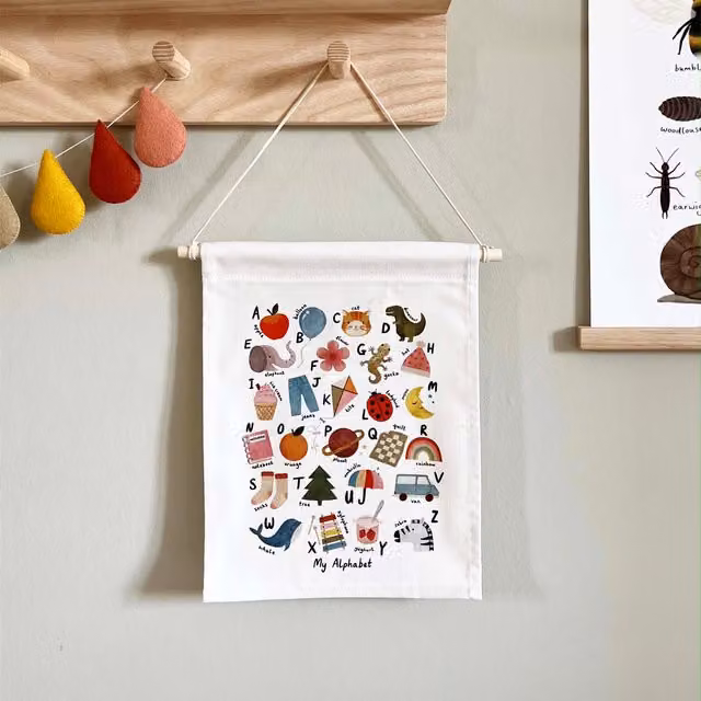 Kid of the Village My Alphabet Mini Hanger, Multicolour Textile Hanging Decoration for Children